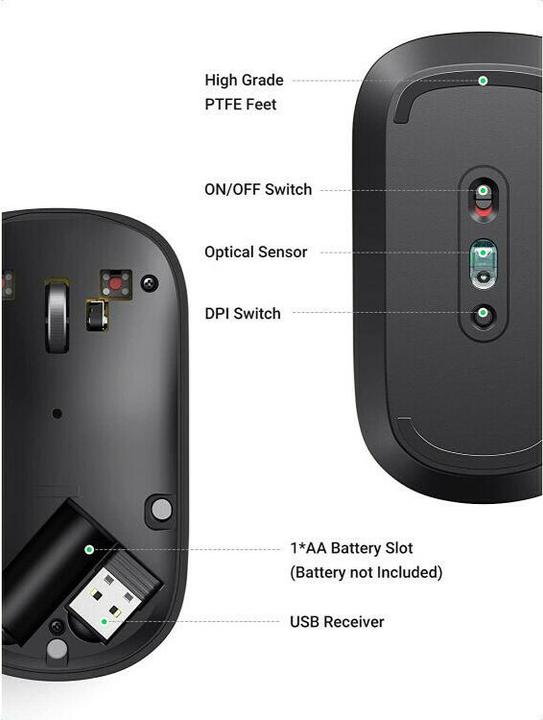 Actual product image Ugreen Portable Wireless Mouse (Black) (Wireless)
