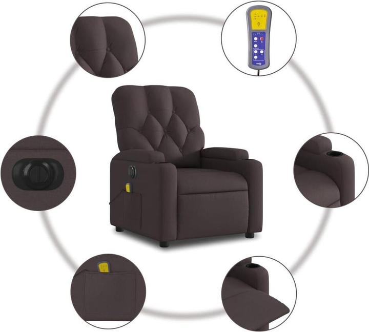 Actual product image VidaXL Massage armchair TV armchair recliner electric dark brown fabric