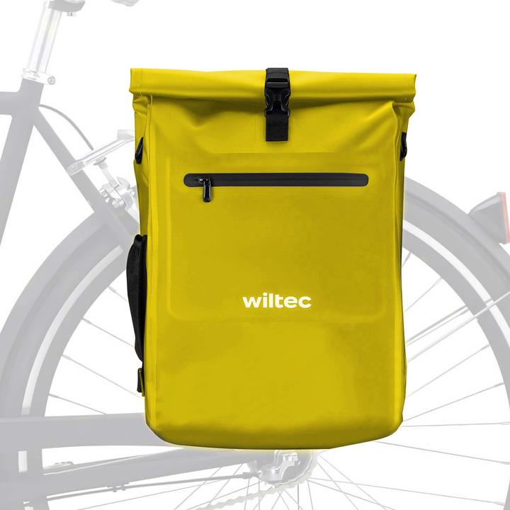 Actual product image Wiltec Gepäckträgertasche gelb 25l Fahrradtasche Rucksack Gepäcktasche (25 l, Luggage carrier bag)