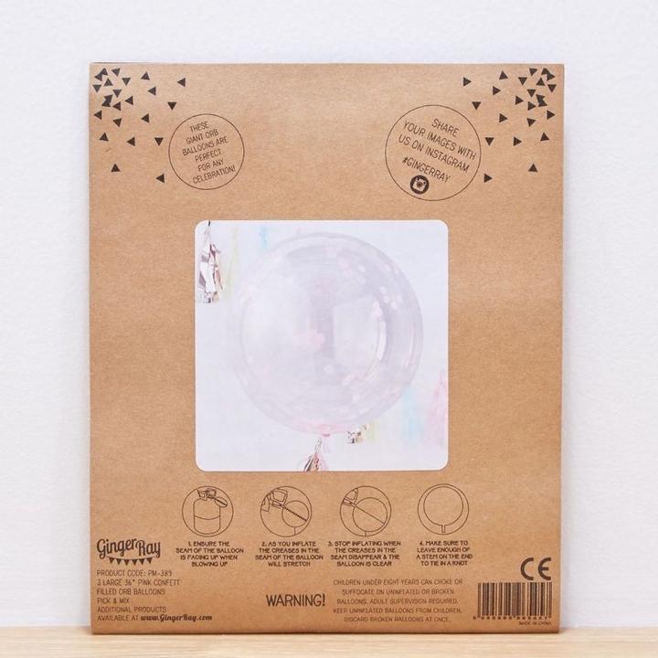 Produktbild Ginger Ray Konfetti Ballons XXL - Pink im 3er Set