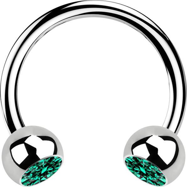 Star Piercing Micro Circular Barbell silber mit zwei Kugeln Kristall türkis (Chirurgenstahl 316L, ohne Messing)