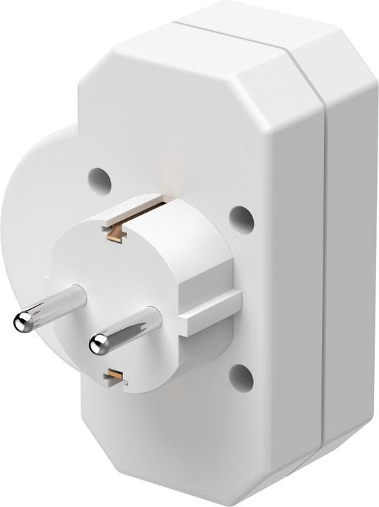 Actual product image Hama Socket outlet adapter 3-fold, 1x earth contact, 2x Euro, switch, white (CEE 7/16, 3 x)