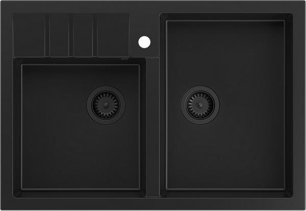 Immagine prodotto Quadron Lavello da cucina | RECHNUNG 120 | Lavello da cucina in granito NERO opaco | Dimensioni: 90 x 62 x (90 cm, 62 cm)