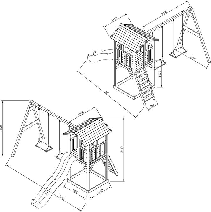 Produktbild Axi Beach Tower Spielturm mit Doppelschaukel Braune - Graue Rutsche
