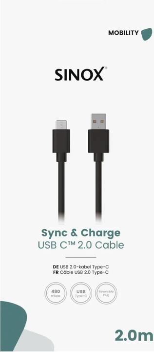 Produktbild Sinox USB A – USB C (2 m, USB 2.0, 10 W)
