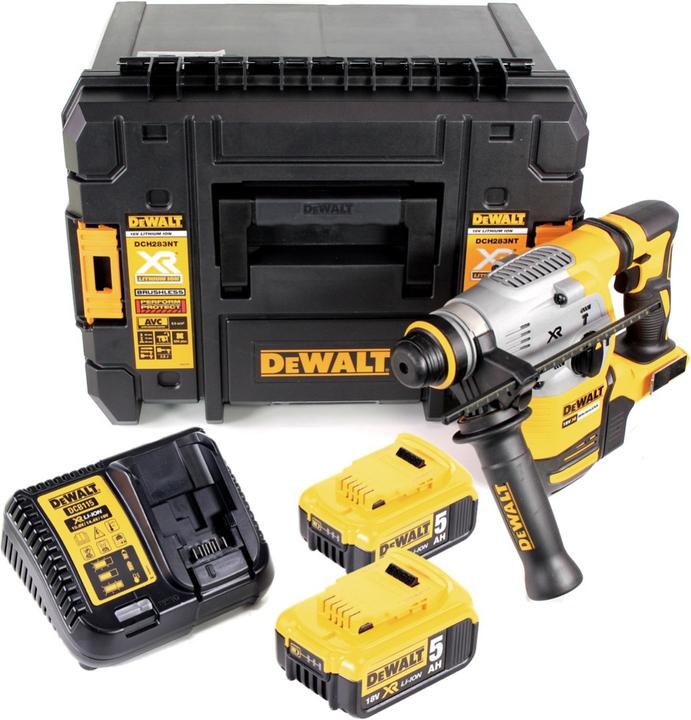 Actual product image DeWalt DCH 283 P2 Battery combi hammer 18V 2,8J SDS plus Brushless+ 2x battery 5,0Ah + charger + TSTAK (Rechargeable battery operated)