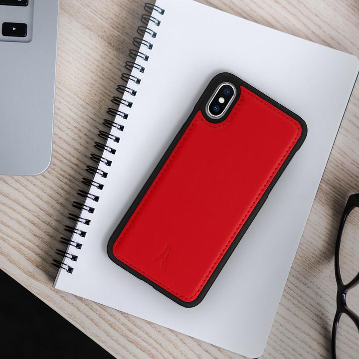 Produktbild Akashi Schutzhülle aus Echtleder stoss- kratzfest für Apple iPhone X / XS – Rot (Apple iPhone XS)