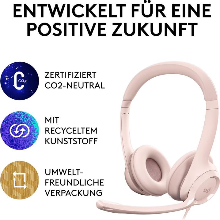Actual product image Logitech Wired H390 headset - ROSE - USB (Cable, USB-A)