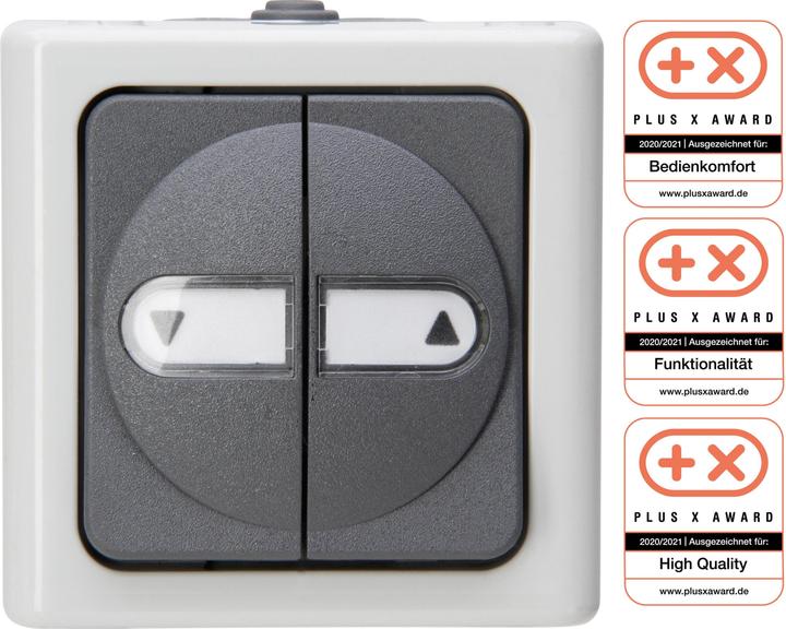 Actual product image Kopp Blue Electric Surface-mounted damp-proof switch for blinds Reverse lockout