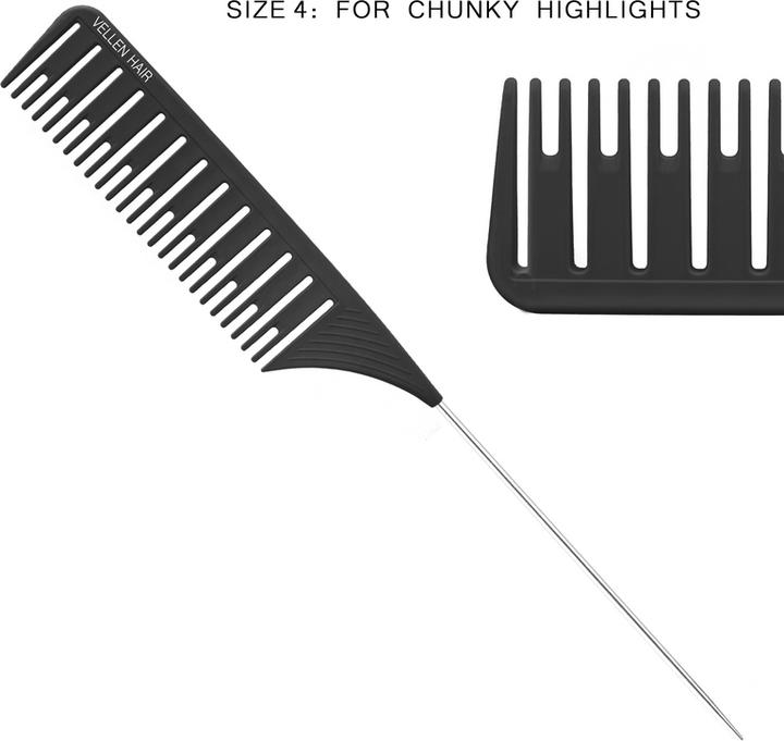 Image du produit Vellen Hair Set de peignes à surbrillance, pack de 2, noir