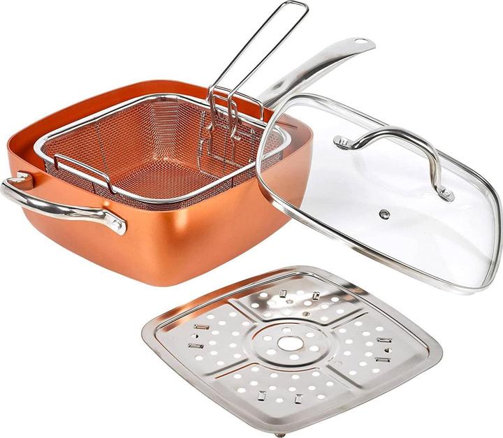 Produktbild InnovaGoods Schmorpfanne mit Zubehör - Kupfer (Bräter + Schmortopf, Keramik, Aluminium)