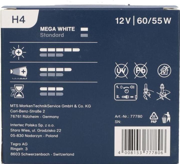 Immagine prodotto Unitec Lampada alogena Xenon Mega White (H4)