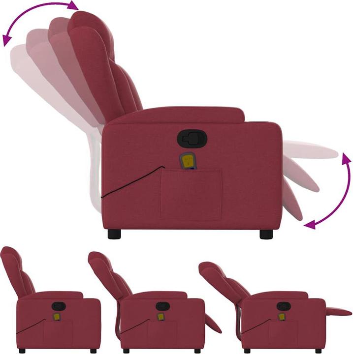 Image du produit VidaXL Fauteuil de massage vin rouge tissu,Couleur : vin rouge,Matériau : tissu