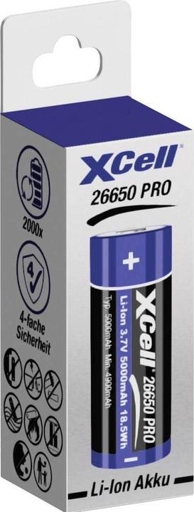 Immagine prodotto XCell Spezial-Akku 26650 Li-Ion 3.7 V 5000 mAh (1 pz., 26650, 5000 mAh)