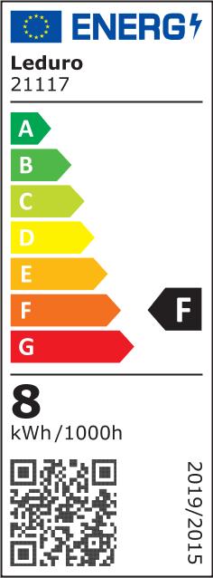 Energie-Label Leduro Light Bulb||Power consumption 8 Watts|Luminous flux 800 Lumen|3000 K|220-240V|Beam angle 270 degrees (E27, 8 W, 800 lm, 1 x, F)