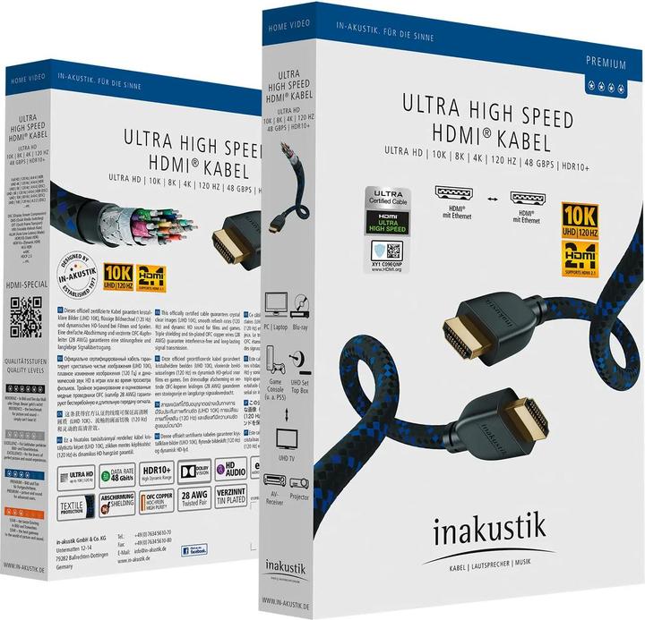 Valeurs nutritives et ingrédients Inakustik Premium Ultra High Speed HDMI 5.0m noir (5 m, HDMI)