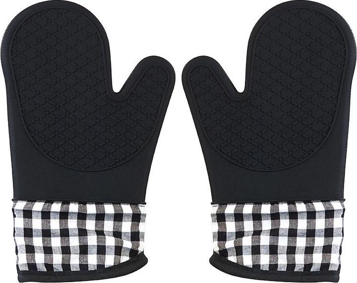 Produktbild Rosenstein & Söhne 4er-Set Silikon-Ofenhandschuhe und Topflappen (Füllung: 100 % Polyester, 100 % Baumwolle mit Silikon-Grifffläche)