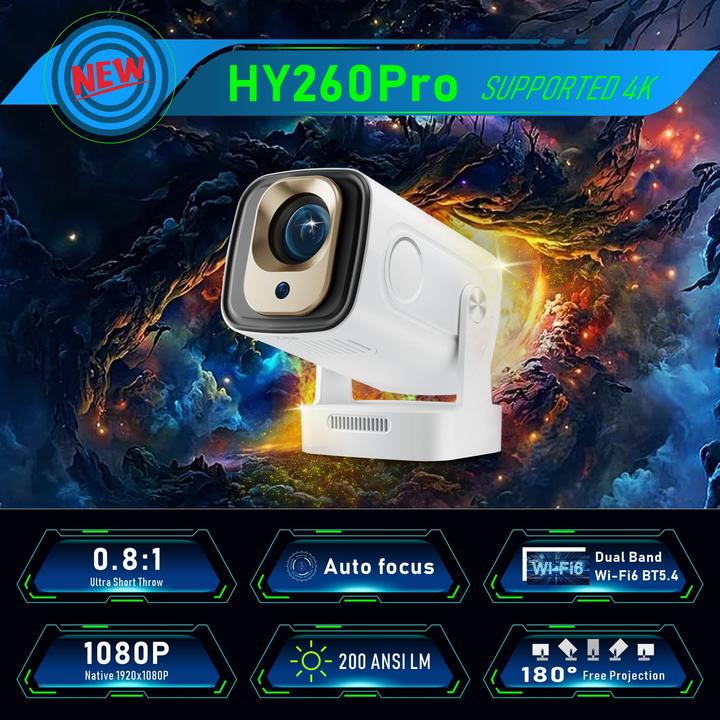 Actual product image PhoneLook Smart Projektor HY260 Pro Heimkino 200 ANSI Lumen Android (Wi-Fi, Bluetooth, HDMI, integrierte Apps) (200 lm)