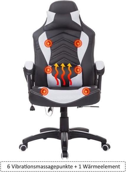 Produktbild SportNow Bürostuhl Gaming Stuhl mit Massage- und Wärmefunktion