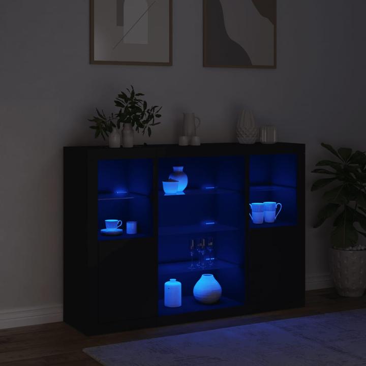 Actual product image VidaXL Sideboards with LED lights 3 pcs. black (142.5 x 37 x 100 cm)