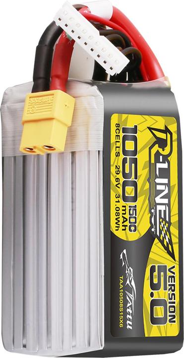 Produktbild Tattu Lipo R-Line Version 5.0 1050mAh 29.6V 8S 150C battery with XT60 connector (29.60 V, 1050 mAh)