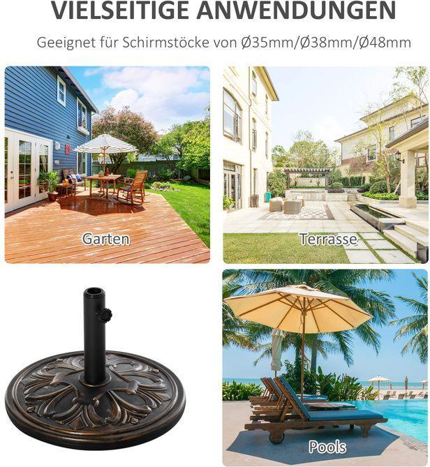 Produktbild Swisshandel24 Sonnenschirmständer 13 kg Ø35/Ø38/Ø48mm Kunststoff + Zement Antik Bronze Ø48 x 34 cm