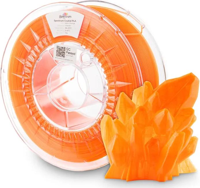 Actual product image Filament PLA Crystal Neon Orange 1kg 1.75mm (PLA, 1.75 mm, Orange)
