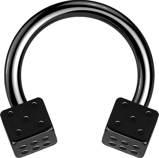Star Piercing Micro Circular Barbell schwarz mit zwei Würfel (Chirurgenstahl 316L, ohne Messing)