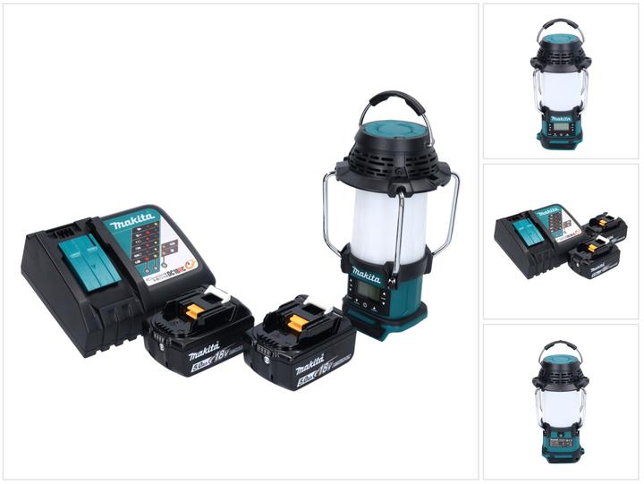 Immagine prodotto Makita DMR 055 RT Radio a batteria 18 V FM con lanterna torcia 360° + 2x batteria 5,0 Ah + caricatore (FM, AM)
