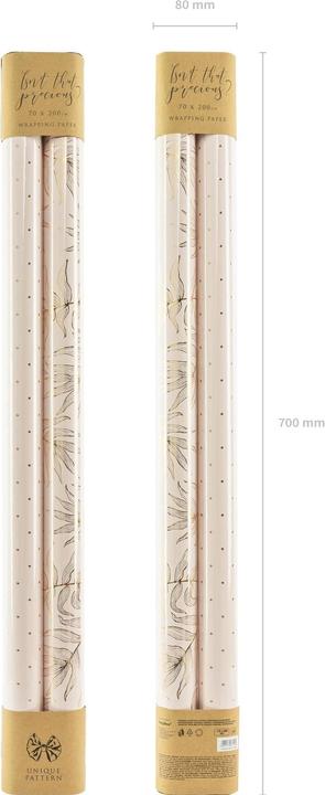Actual product image Partydeco Wrapping paper 70 x 200 cm, 2 pieces, gold/light pink (Wrapping paper, 2 x)