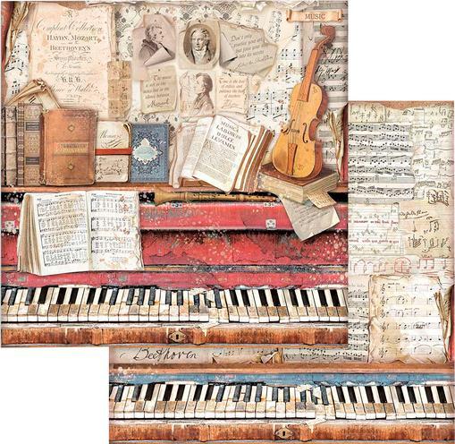 Produktbild Stamperia Scrapbook-Block "Vintage Library", 10 Bogen, 30,5 x 30,5 cm (190 g/m², 10 x)