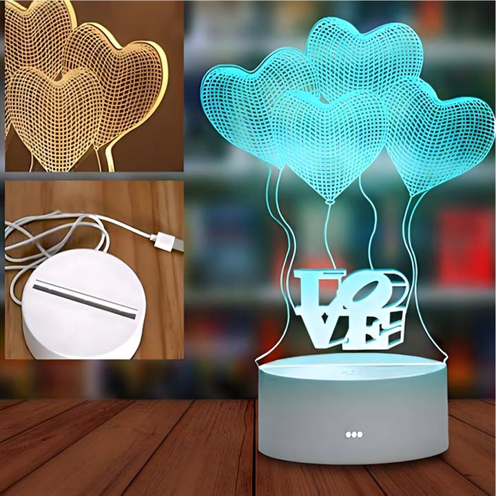 Actual product image Extralink Home Night Lamp 3d Illusion With Four Hearts, USB, For Bedroom