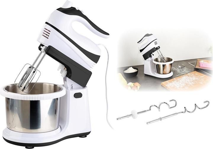 Rosenstein & Söhne Handmixer-Set: Rührständer, Edelstahl-Schüssel (500 W)