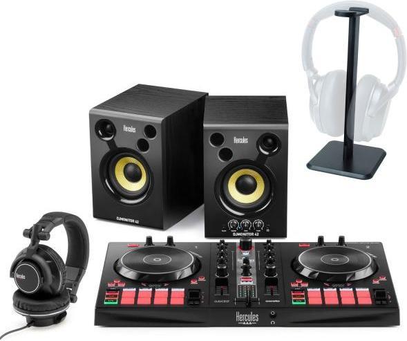 Actual product image Hercules DJ Essentials Kit DJ set with headphone stand