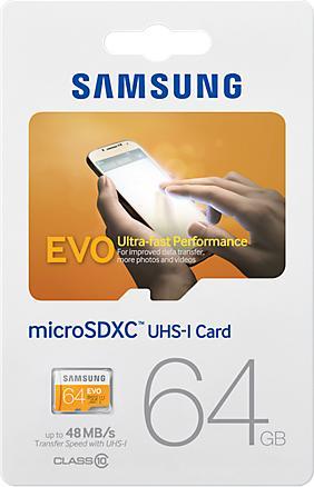 Actual product image Samsung EVO microSDXC with adapter (64 GB, microSDXC, U1, UHS-I)