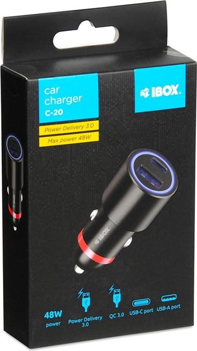 Image du produit iBox ŁADOWARKA SAMOCHODOWA I-BOX C-20 USB C+A 48W