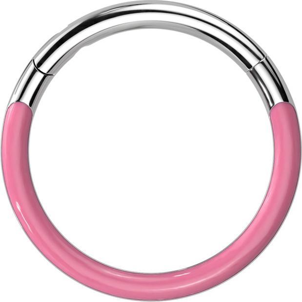 Produktbild Star Piercing Micro Segmentring klappbar silber front pink "Glow" (ohne Messing, Titan G23)