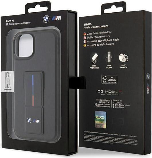 Actual product image BMW Case BMHCP15S22GSLK iPhone 15 6.1" czarny/black hardcase Grip Hot Stamp (Apple iPhone 15)