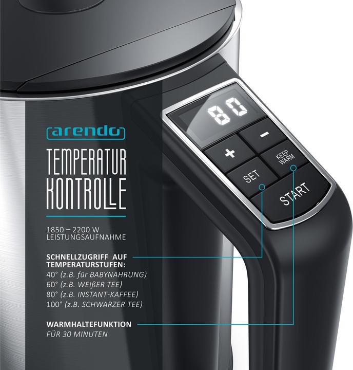 Image du produit Arendo Bouilloire avec réglage de la température (1.50 l, Prise UE)