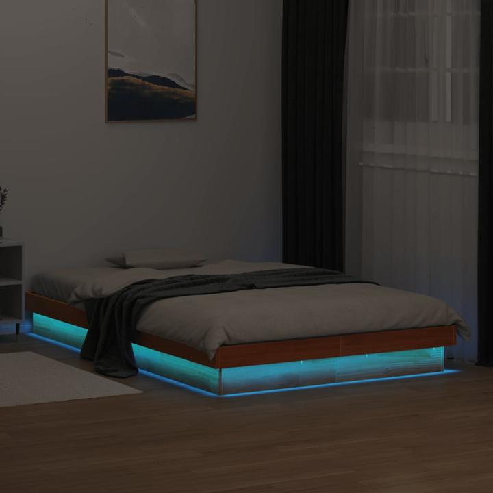 Produktbild VidaXL Bett mit LED-Beleuchtung Kiefer (140 x 200 cm)