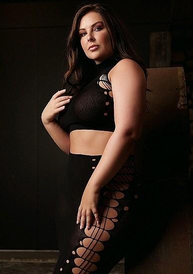 Productafbeelding Le Désir Kala XXXVII - Two Piece met coltrui, croptop en rok - Plus Size (Eén maat voor iedereen)