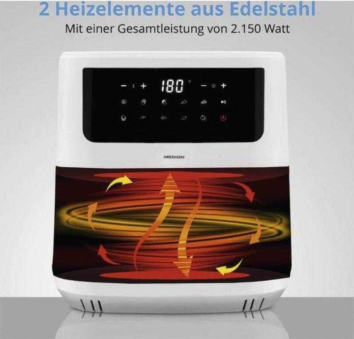 Immagine prodotto Medion MD 11750 Friggitrice Life P10 XL Duo da 6,8 litri, bianca