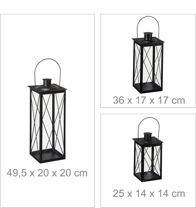 Image du produit Relaxdays Set de 3 lanternes (20 x 20 x 49,5 cm, 3 x)