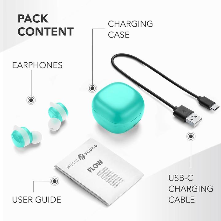 Actual product image Cellularline Music Sound Flow Wireless In-ear Headset Music and Bluetooth Calls Green (No noise cancelling, 25 h, Wireless)
