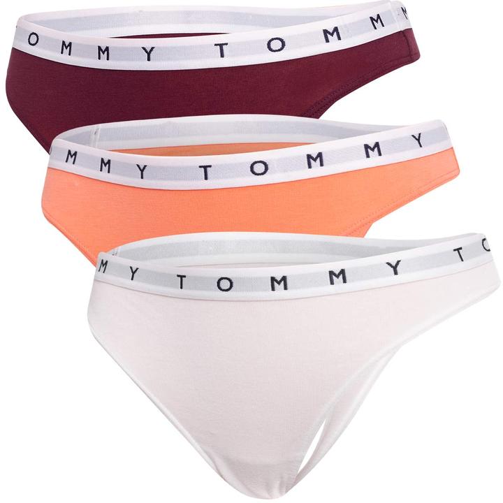 Tommy Hilfiger Damen 3P Thong 521 Tangahöschen, Peach Dusk/Deep Rouge/White, S (S/M)