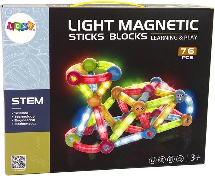 Produktbild Lean Toys Leuchtendes pädagogisches Magnetbaustein-Set mit 76 Elementen
