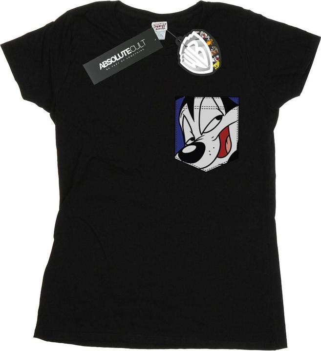 Looney Tunes Pepe Le Pew Face Faux Pocket TShirt (S)