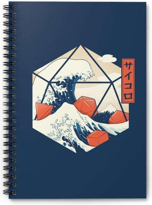 Actual product image Glass Staff Notizbuch Great wave of Dice Blau (Lined, Hardcover)