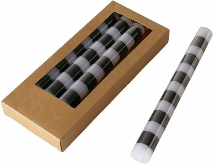 Boltze Home Stripe Bougie bâton noir blanc 20cm 4pcs (4 pcs)