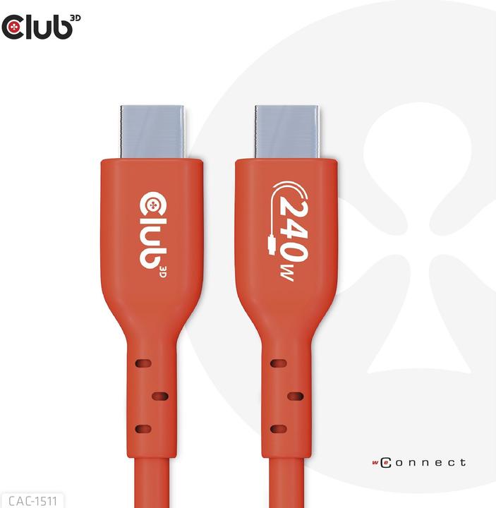 Actual product image Club 3D Club3D Cable USB 2 Type C PD 240W / 480Mb 4m St/St retail (4 m, USB 2.0)